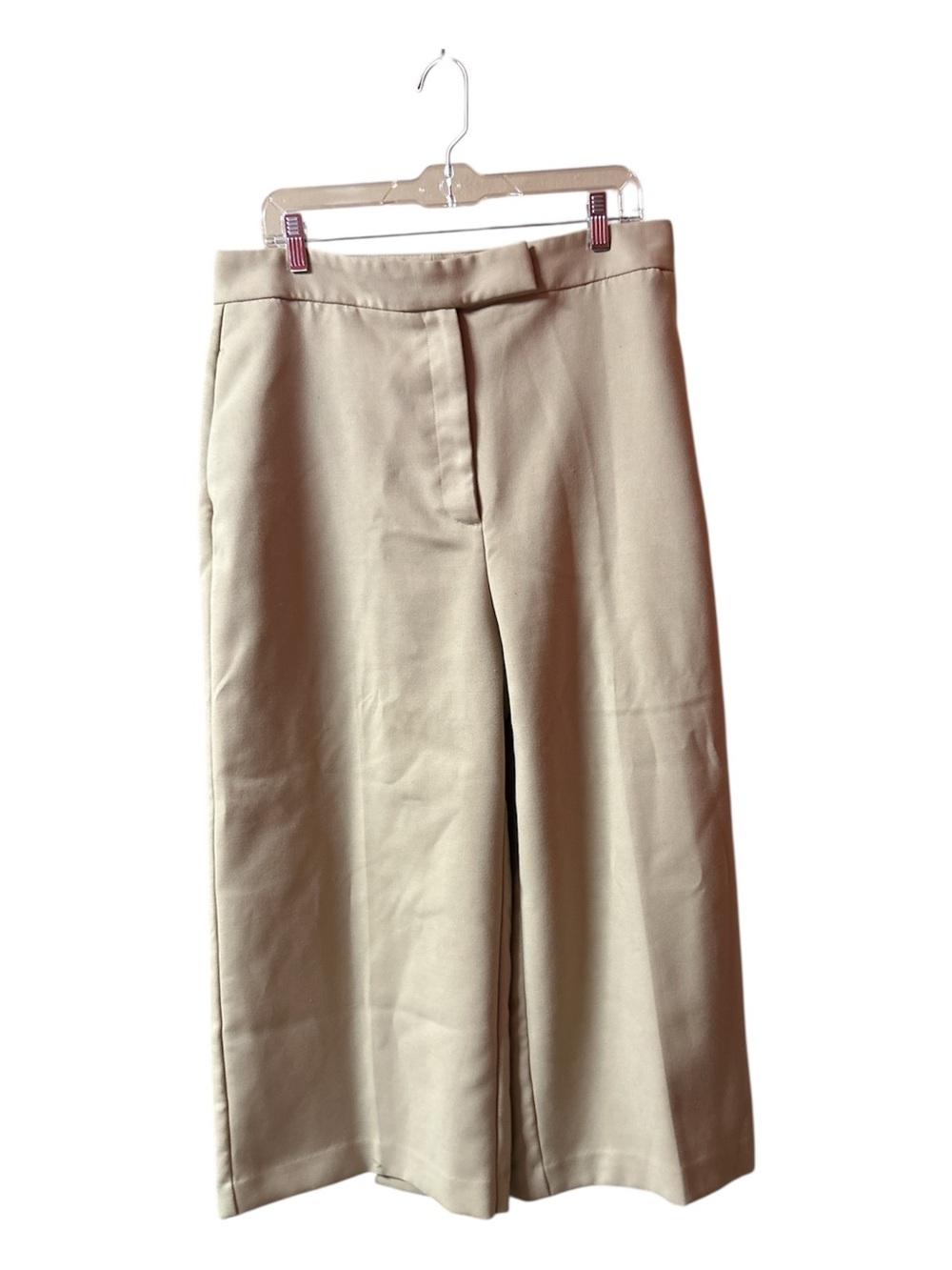 Zara high-waisted Wide-Leg cropped culottes palazzo in Light Khaki